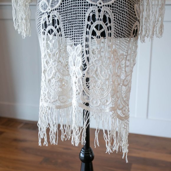 Crocheted Off White bathing Suit Cover up dress - Picture 8 of 11